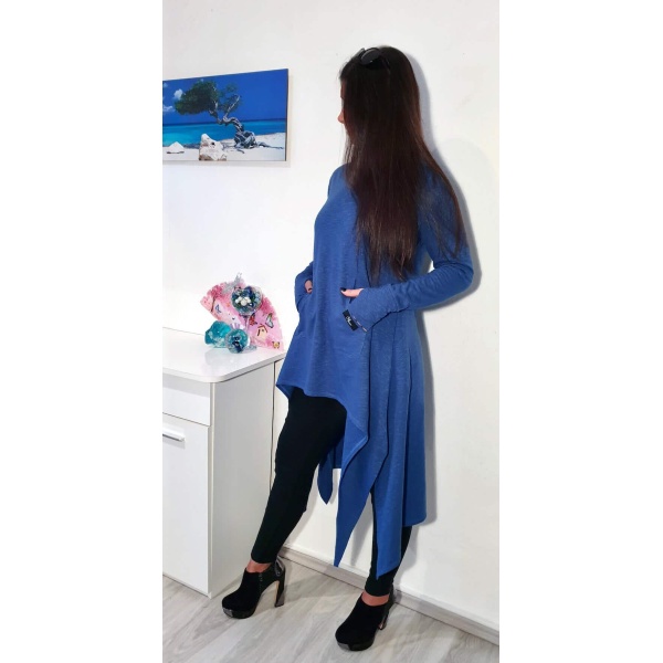 Nxm 205 kapucnis hosszú pulóver kék