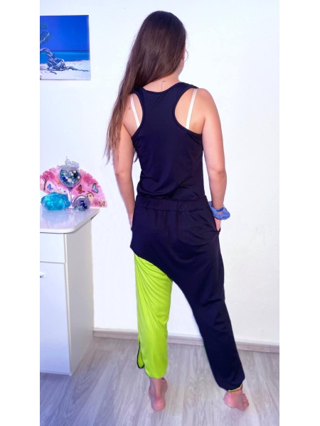 NXM-221 női jogging 3 részes szett zöld-fekete
