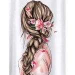 Fehér női póló, lány virággal mintás