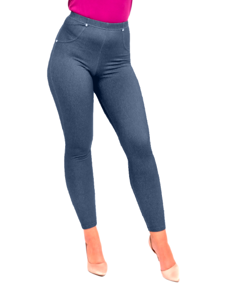 Farmerhatású kék leggings zsebbel
